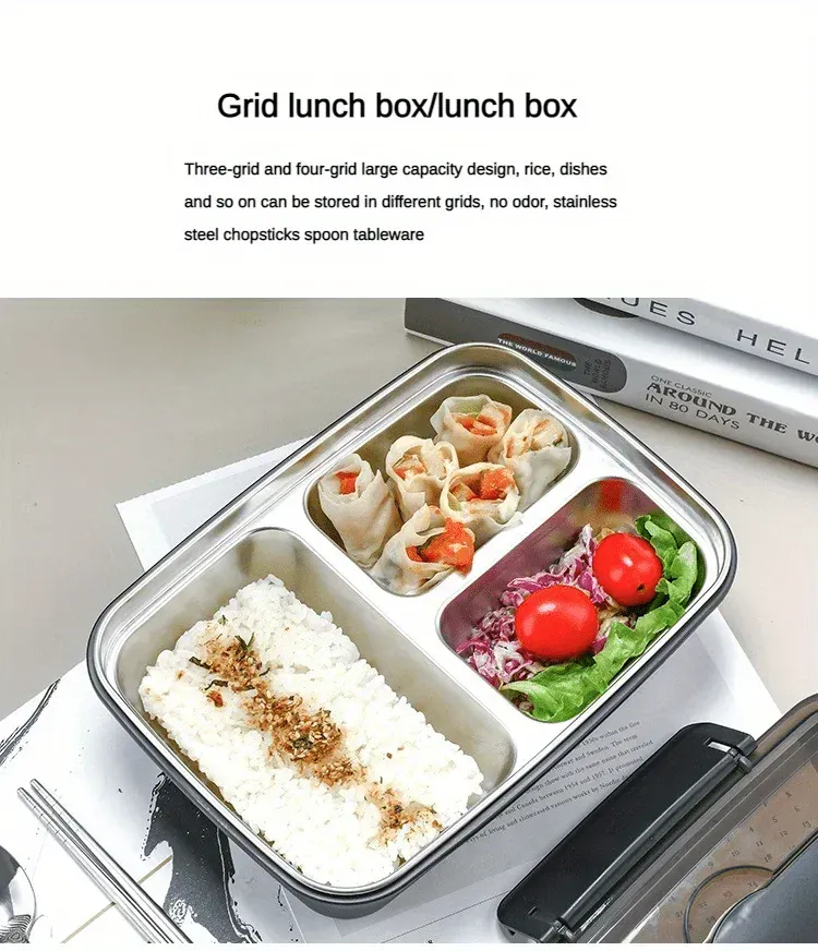 Bento Inox 3 Compartiments | Boîte Durable et Étanche 1,2L