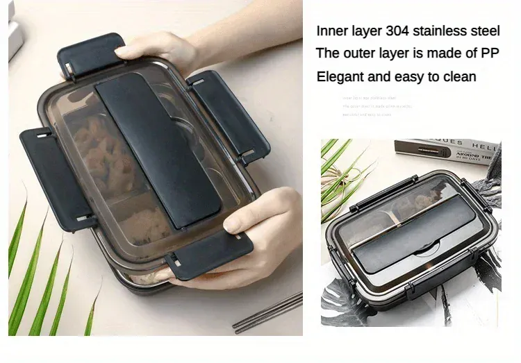 Bento Inox 3 Compartiments | Boîte Durable et Étanche 1,2L