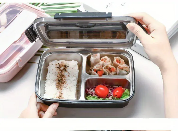 Bento Inox 3 Compartiments | Boîte Durable et Étanche 1,2L
