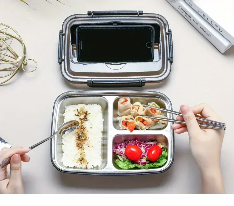 Bento Inox 3 Compartiments | Boîte Durable et Étanche 1,2L