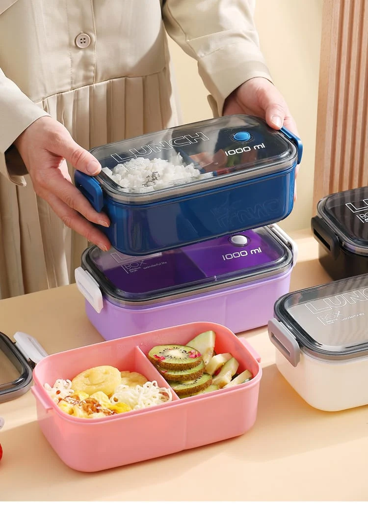 Lunch Box Hermétique 1000ml Plastique Résistant au Micro-ondes