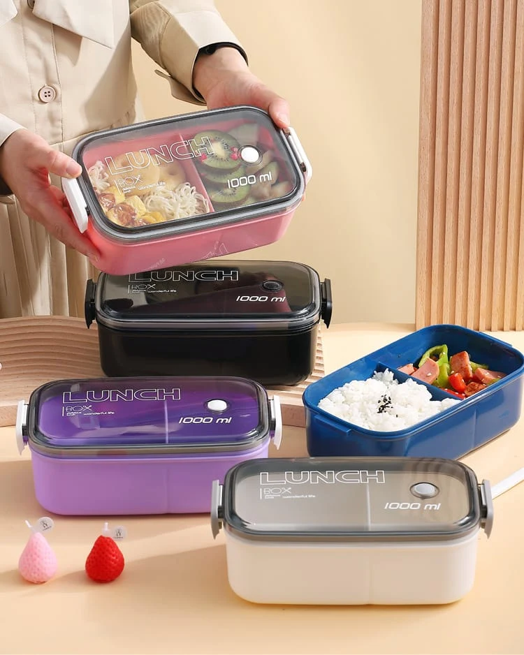 Lunch Box Hermétique 1000ml Plastique Résistant au Micro-ondes