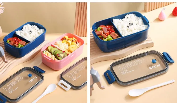 Lunch Box Hermétique 1000ml Plastique Résistant au Micro-ondes