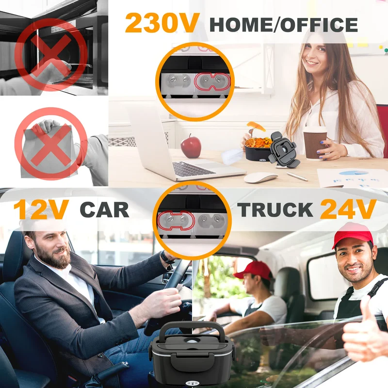 LunchBox Électrique Chauffante 80W - 1,5 à 2,5 litres