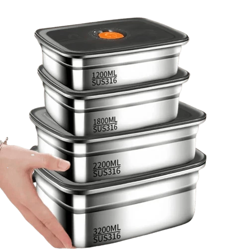 Lunch Box Inox 600 à 3200 ml avec Couvercle Hermétique