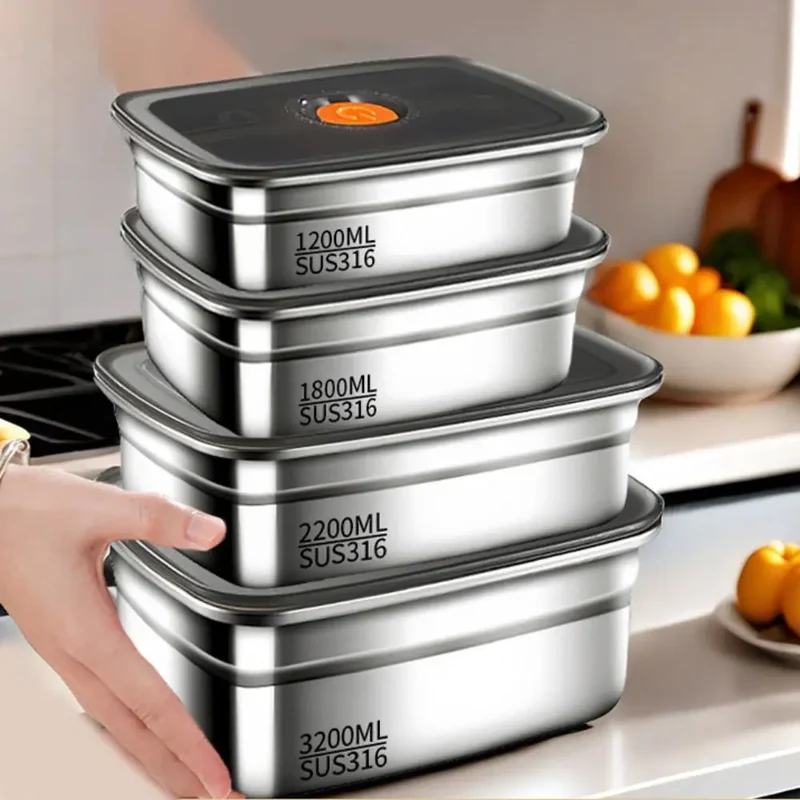 Lunch Box Inox 600 à 3200 ml avec Couvercle Hermétique