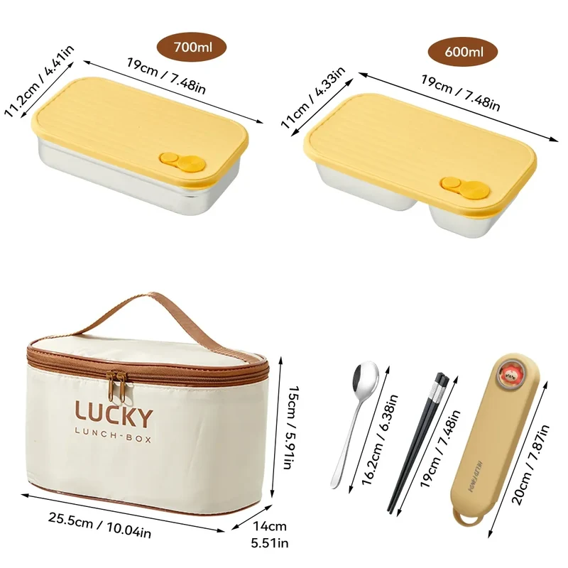 Ensemble Lunch Box Lucky - 700ml Étanche Anti-Fuite