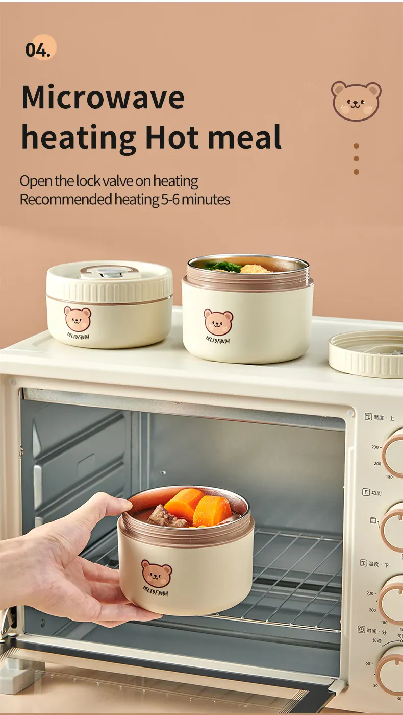 Ensemble de 4 Lunchbox cylindriques isothermes pour enfants (2 litres)
