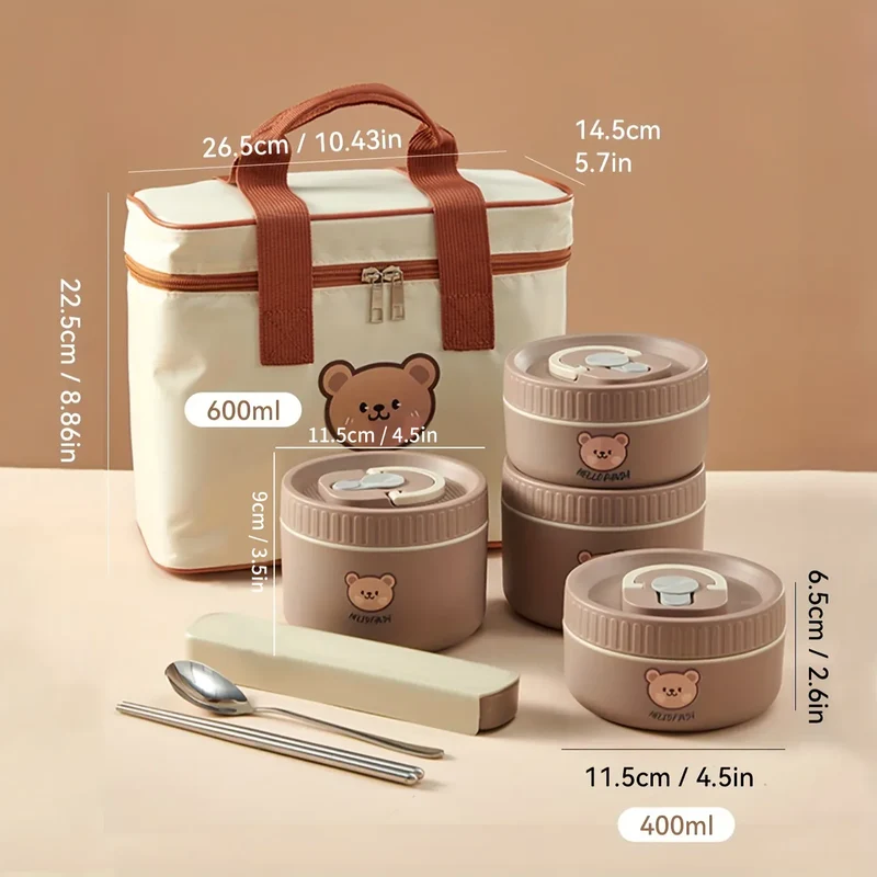 Ensemble de 4 Lunchbox cylindriques isothermes pour enfants (2 litres)