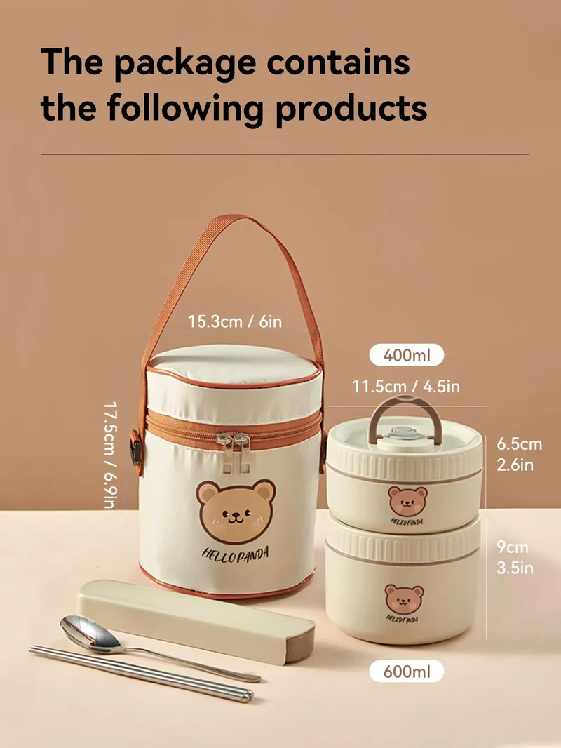 Ensemble de 4 Lunchbox cylindriques isothermes pour enfants (2 litres)