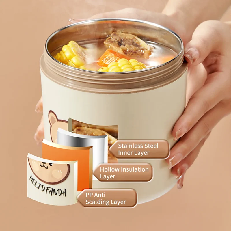Ensemble de 2 Lunchbox cylindriques isothermes pour enfants (1 litre)
