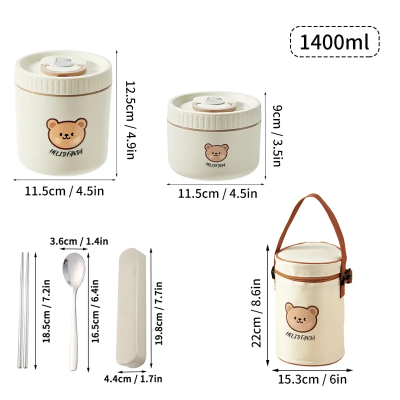 Ensemble de 2 Lunchbox cylindriques isothermes pour enfants (1 litre)