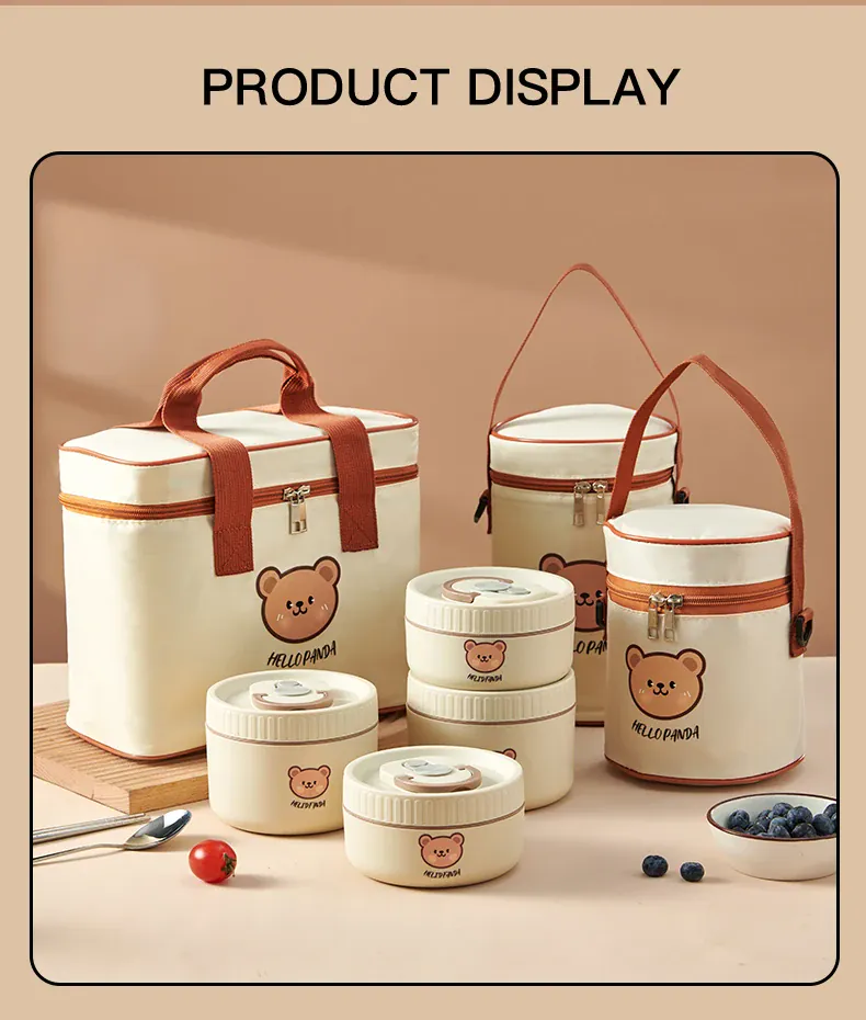 Ensemble de 2 Lunchbox cylindriques isothermes pour enfants (1 litre)