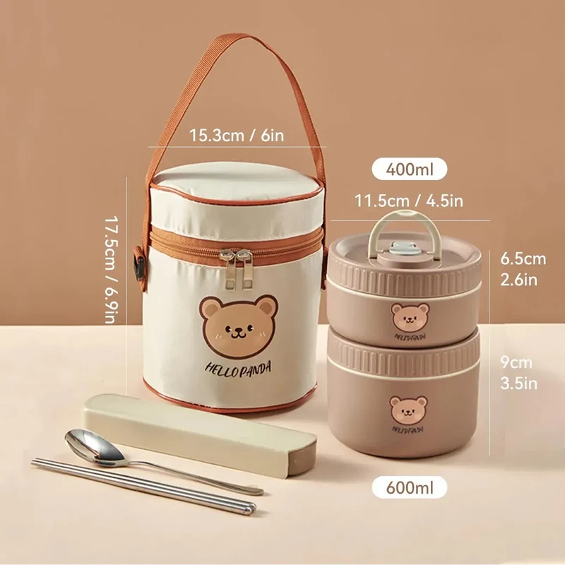 Ensemble de 2 Lunchbox cylindriques isothermes pour enfants (1 litre)