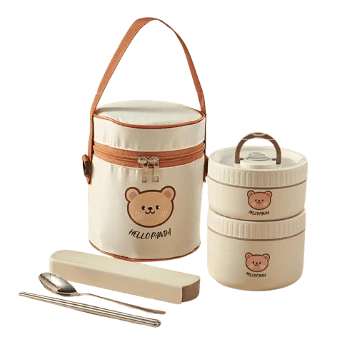 Ensemble de 2 Lunchbox cylindriques isothermes pour enfants (1 litre)