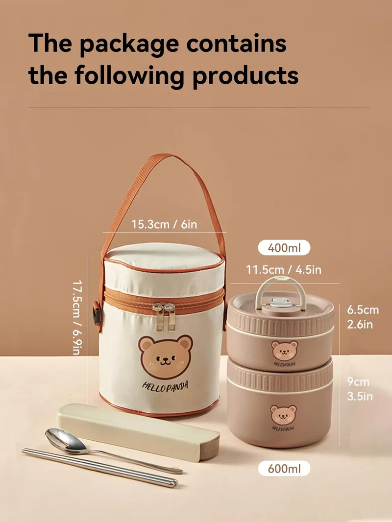 Ensemble de 2 Lunchbox cylindriques isothermes pour enfants (1 litre)
