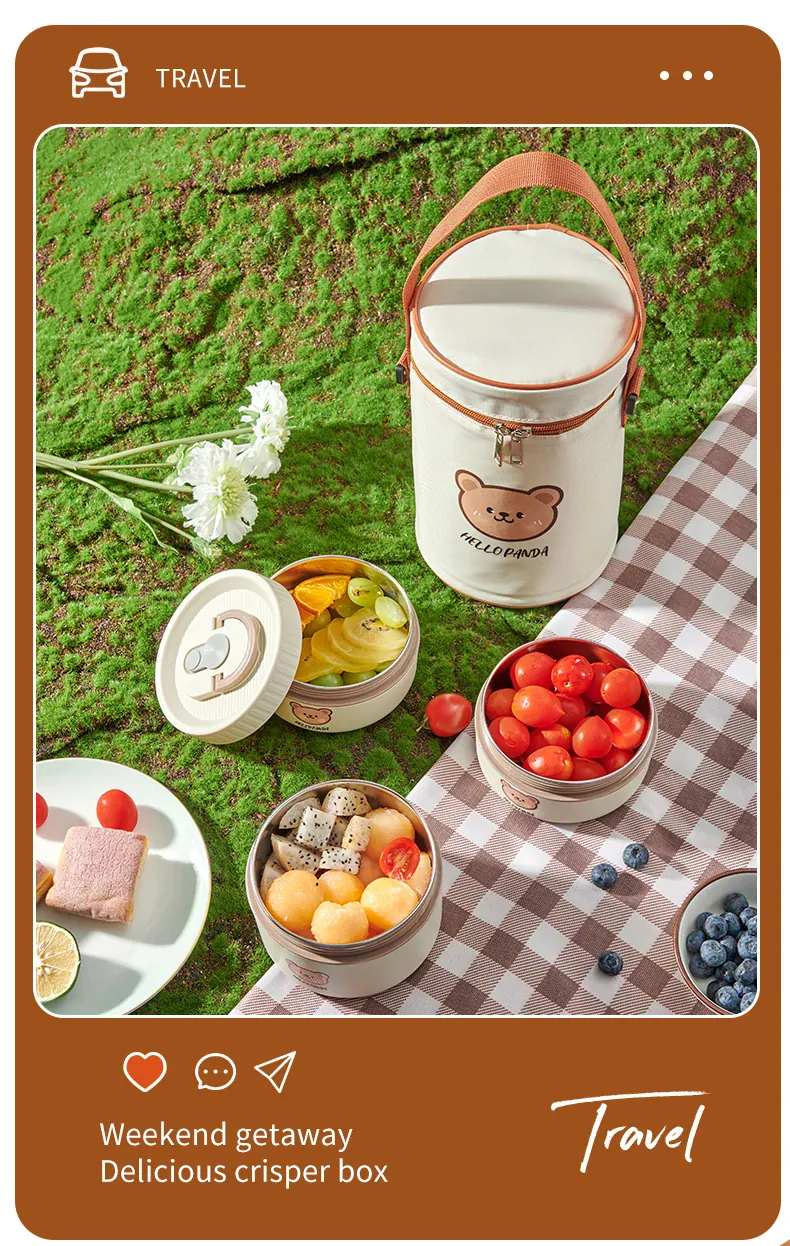 Ensemble de 2 Lunchbox cylindriques isothermes pour enfants (1 litre)