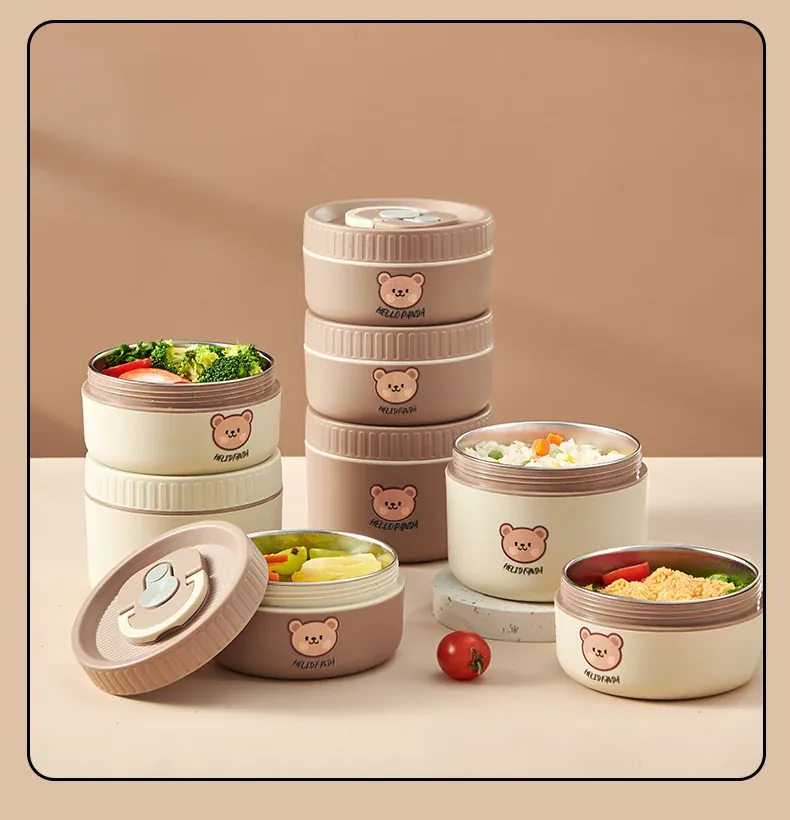 Ensemble de 2 Lunchbox cylindriques isothermes pour enfants (1 litre)