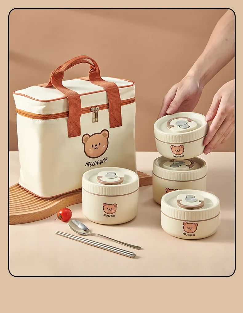 Ensemble de 2 Lunchbox cylindriques isothermes pour enfants (1 litre)