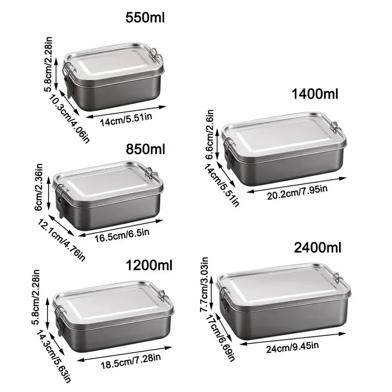 Gamelle en Inox hermétique de 850 à 2400 ml