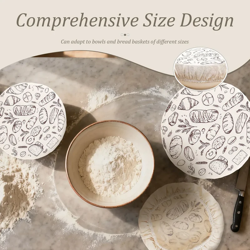 Couvercles Réutilisables en Tissu | Lot de 3 | Design Sourdough