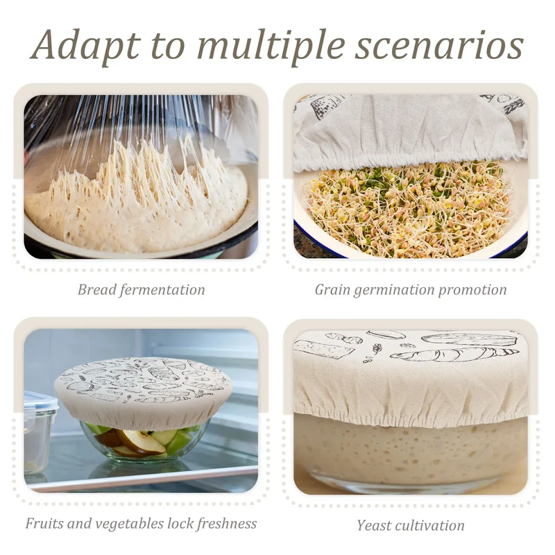 Couvercles Réutilisables en Tissu | Lot de 3 | Design Sourdough