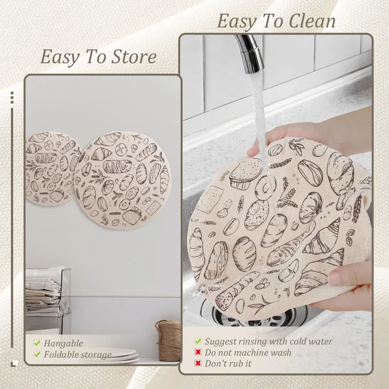 Couvercles Réutilisables en Tissu | Lot de 3 | Design Sourdough