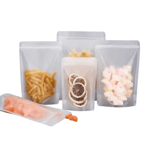 Sachets Zip Alimentaires Matériau Mat Transparent - Lots de 50 à 100
