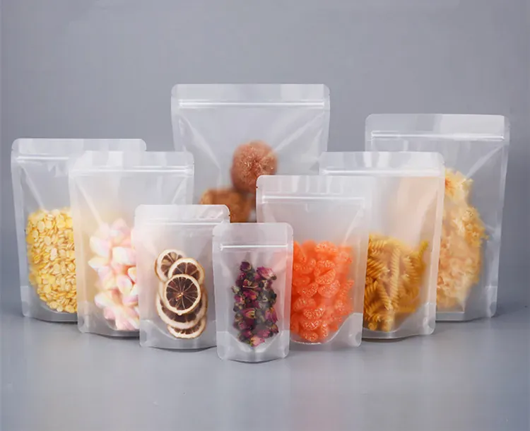 Sachets Zip Alimentaires Matériau Mat Transparent - Lots de 50 à 100