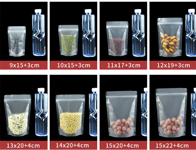 Sachets Zip Alimentaires Matériau Mat Transparent - Lots de 50 à 100