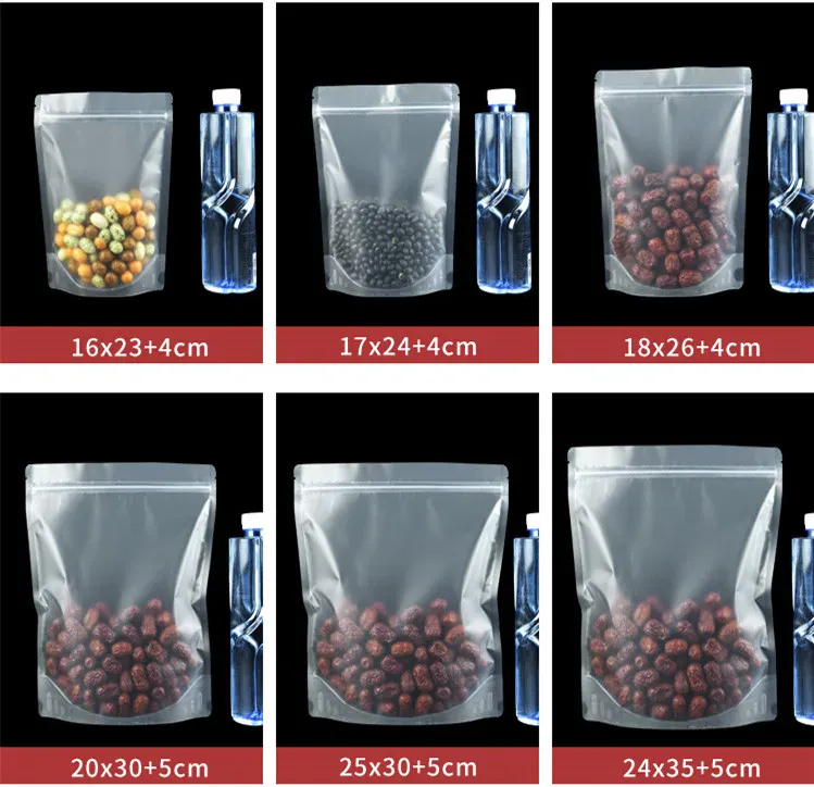 Sachets Zip Alimentaires Matériau Mat Transparent - Lots de 50 à 100