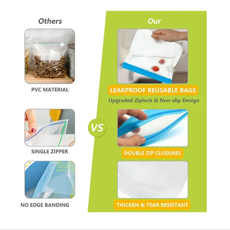 Sachets Silicone Réutilisables Anti-Fuite