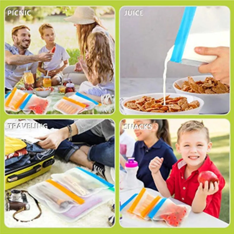 Sachets Silicone Réutilisables Anti-Fuite