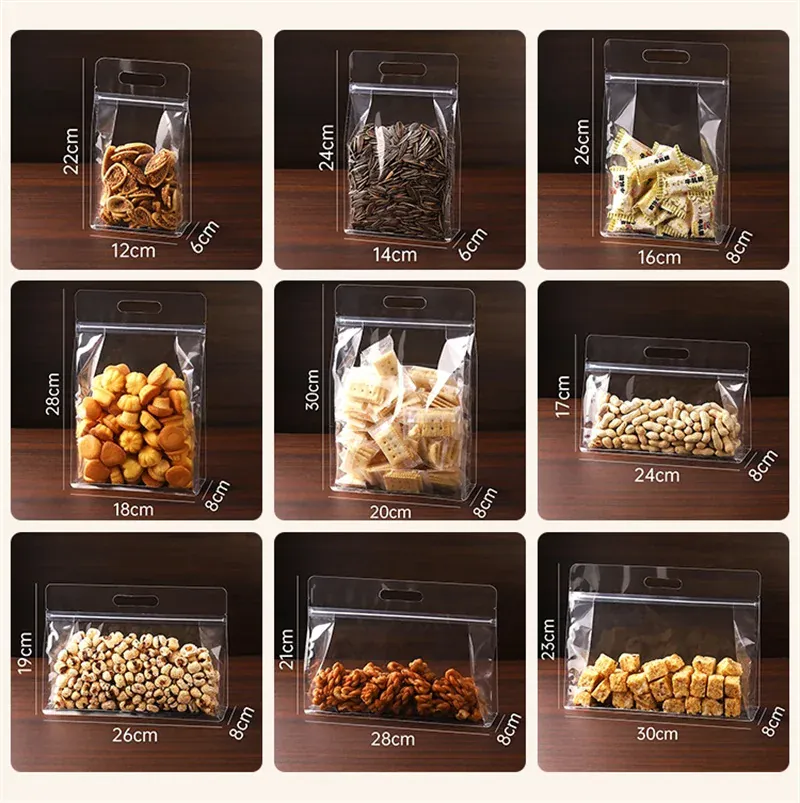 Sachets Zip Alimentaires Transparent - Lot de 50 Pièces avec Zip