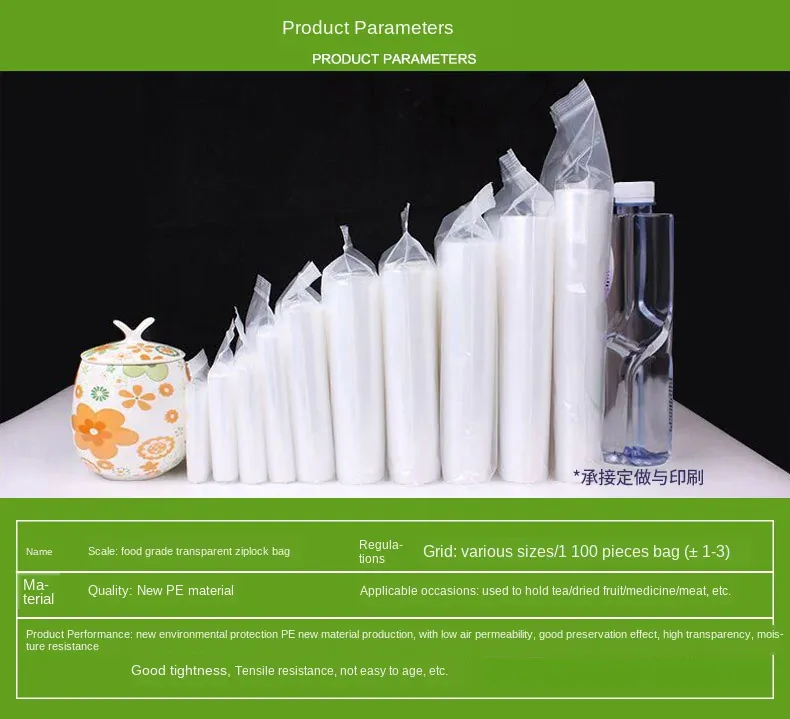 Sachets Zip Alimentaires Réutilisables - Lot de 100 pièces 8 cm