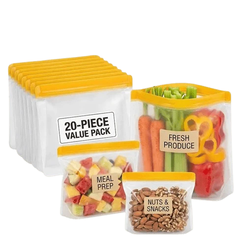 Sachets Silicone Réutilisables - Lot de 20 Anti-Fuite BPA Free