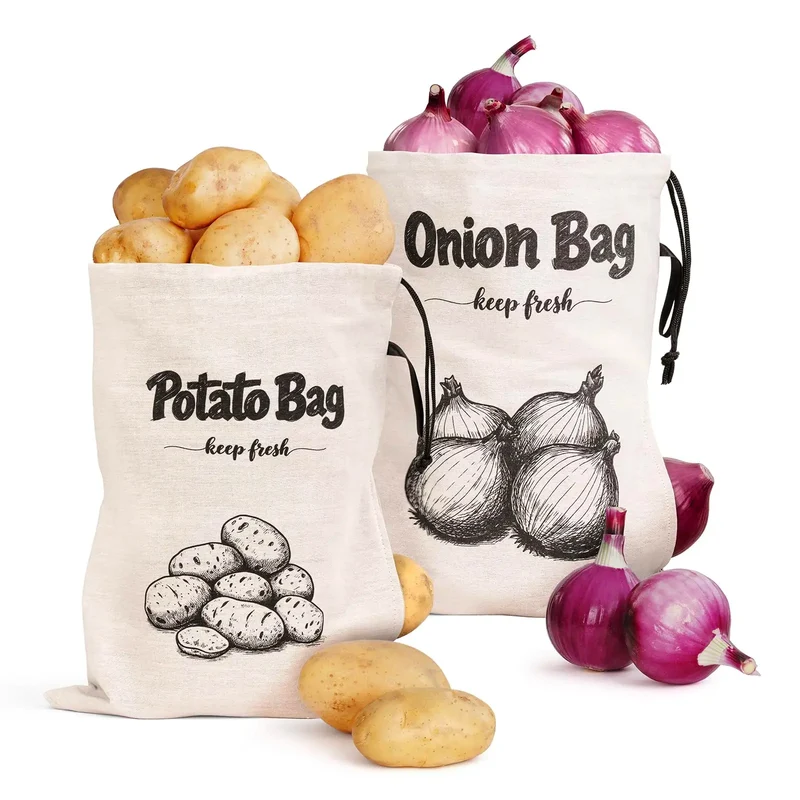 Sacs de Conservation Pommes de Terre & Oignons — Lot de 2 Réutilisables