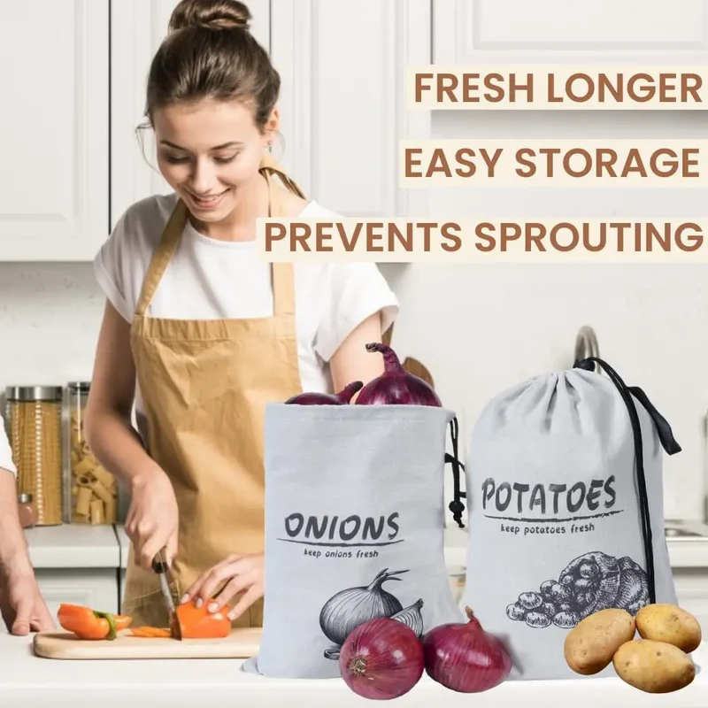 Sacs de Conservation Pommes de Terre & Oignons — Lot de 2 Réutilisables