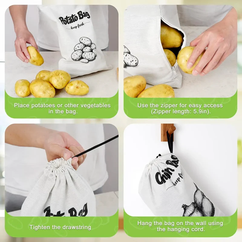 Sacs de Conservation Pommes de Terre & Oignons — Lot de 2 Réutilisables