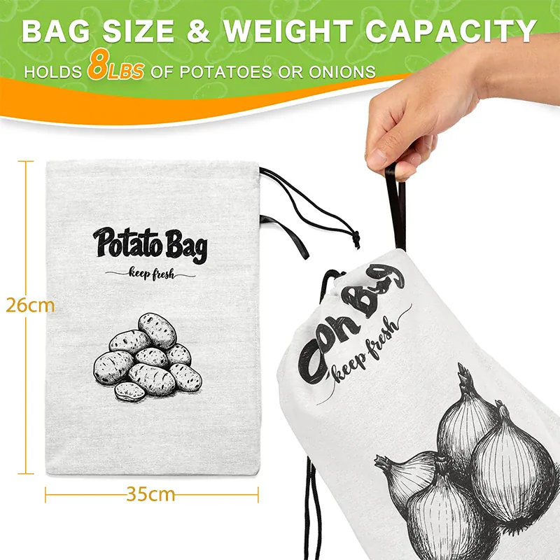 Sacs de Conservation Pommes de Terre & Oignons — Lot de 2 Réutilisables