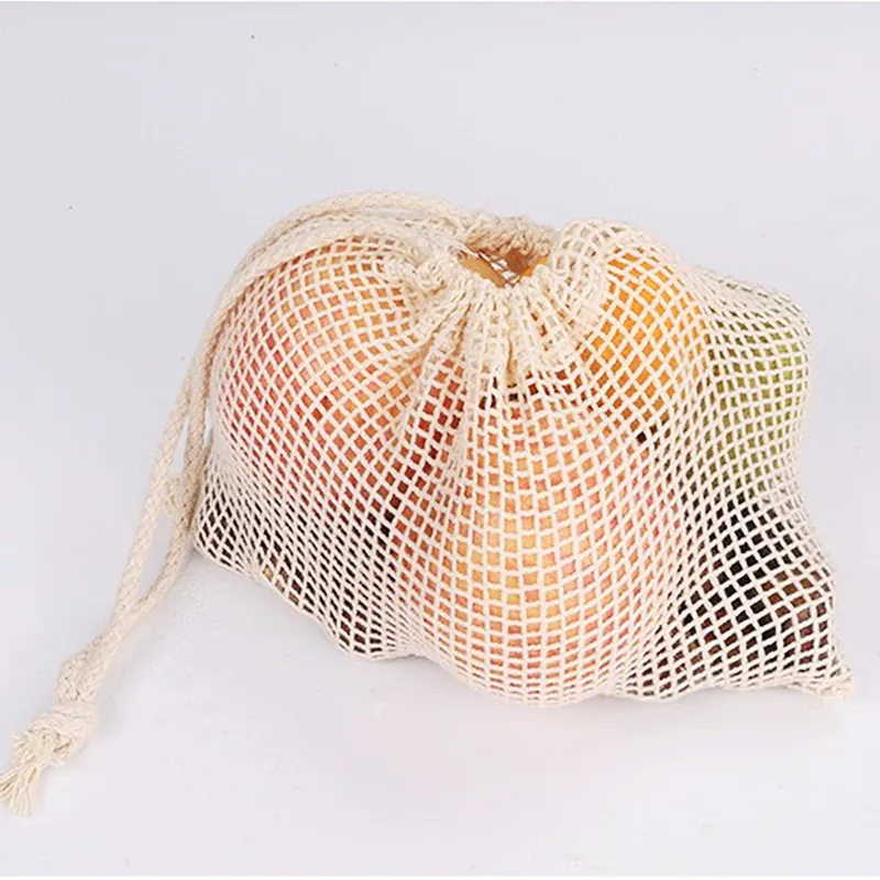 Sacs Filet en Coton Réutilisables - Lot de 5 Pièces Écologiques