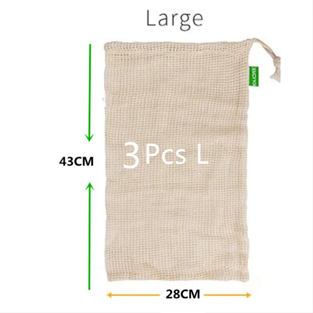 Sacs Filet en Coton Réutilisables - Lot de 5 Pièces Écologiques