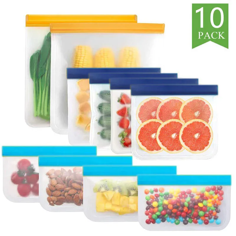 Sachets Zip Alimentaires Réutilisables - Lot de 12 pièces Hermétiques