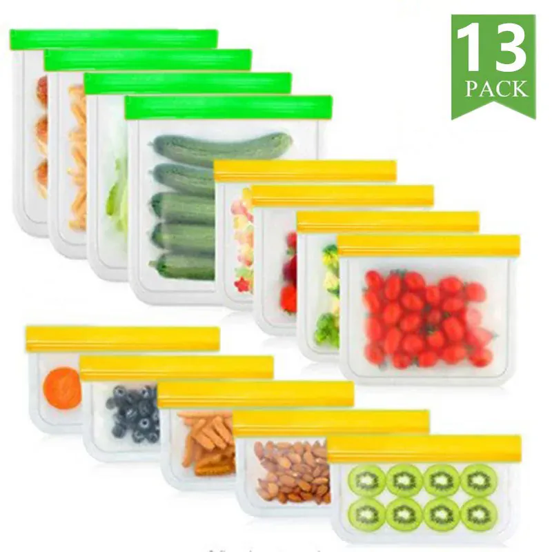 Sachets Zip Alimentaires Réutilisables - Lot de 12 pièces Hermétiques