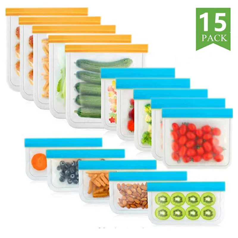 Sachets Zip Alimentaires Réutilisables - Lot de 12 pièces Hermétiques