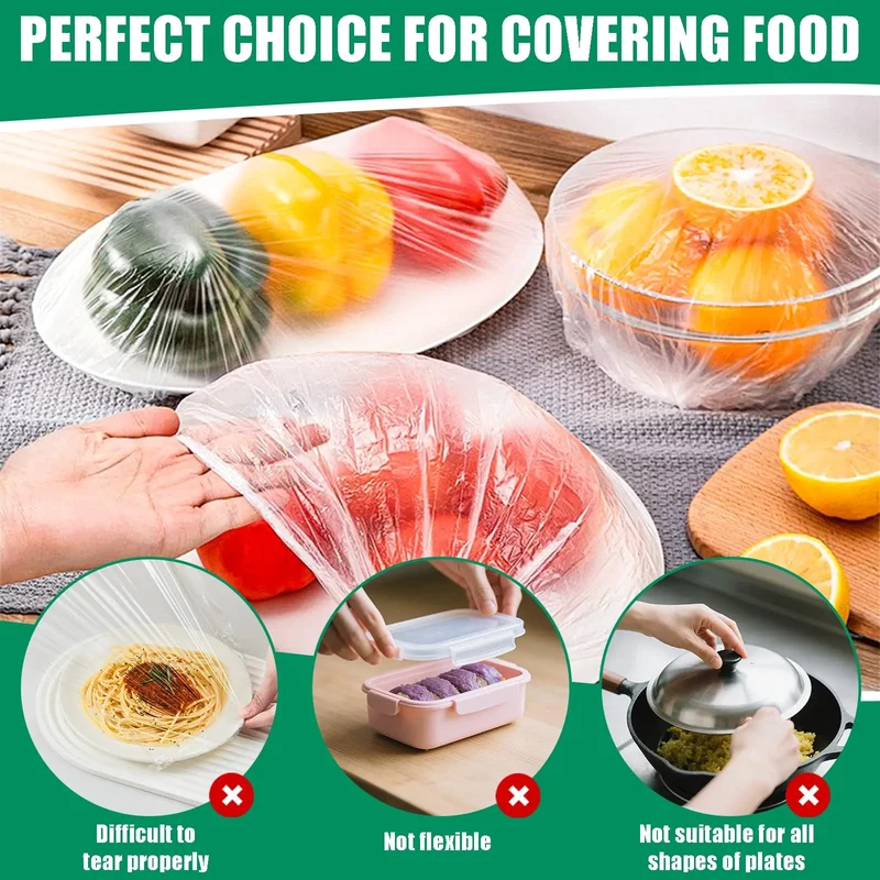 Film Alimentaire Extensible Jetable - Lot de 100 Pièces 34-42cm