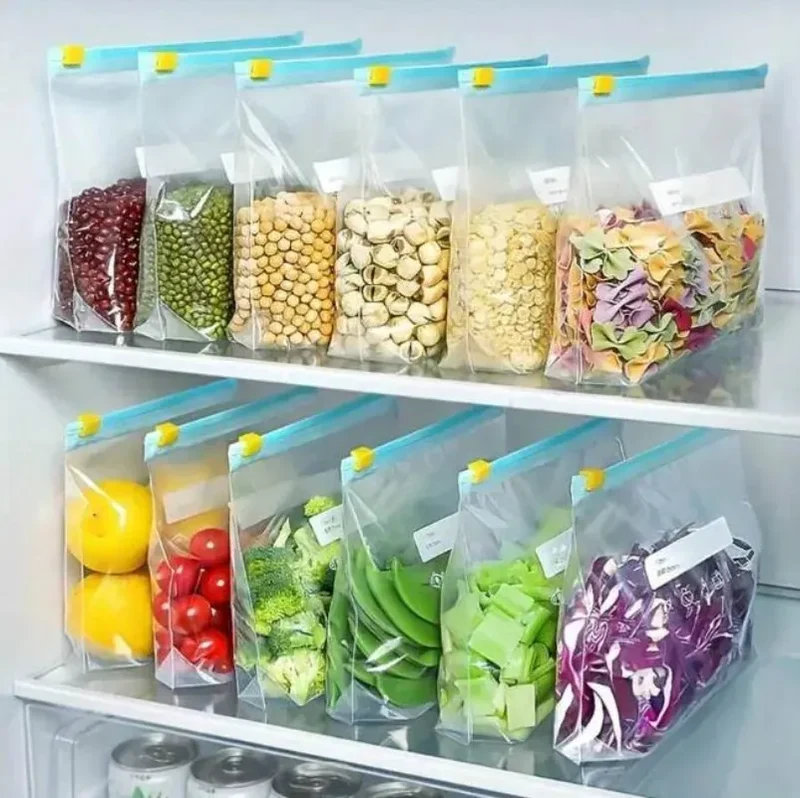 Sachets Zip Alimentaires Réutilisables - Lot de 60 pièces Anti-Fuite