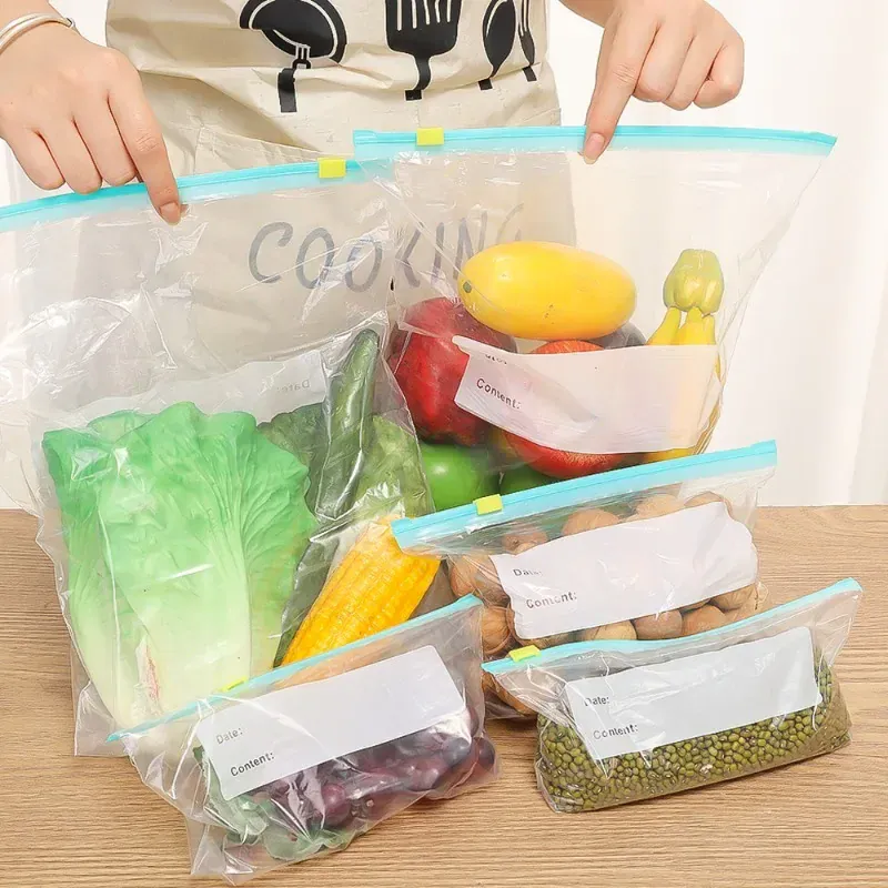 Sachets Zip Alimentaires Réutilisables - Lot de 60 pièces Anti-Fuite