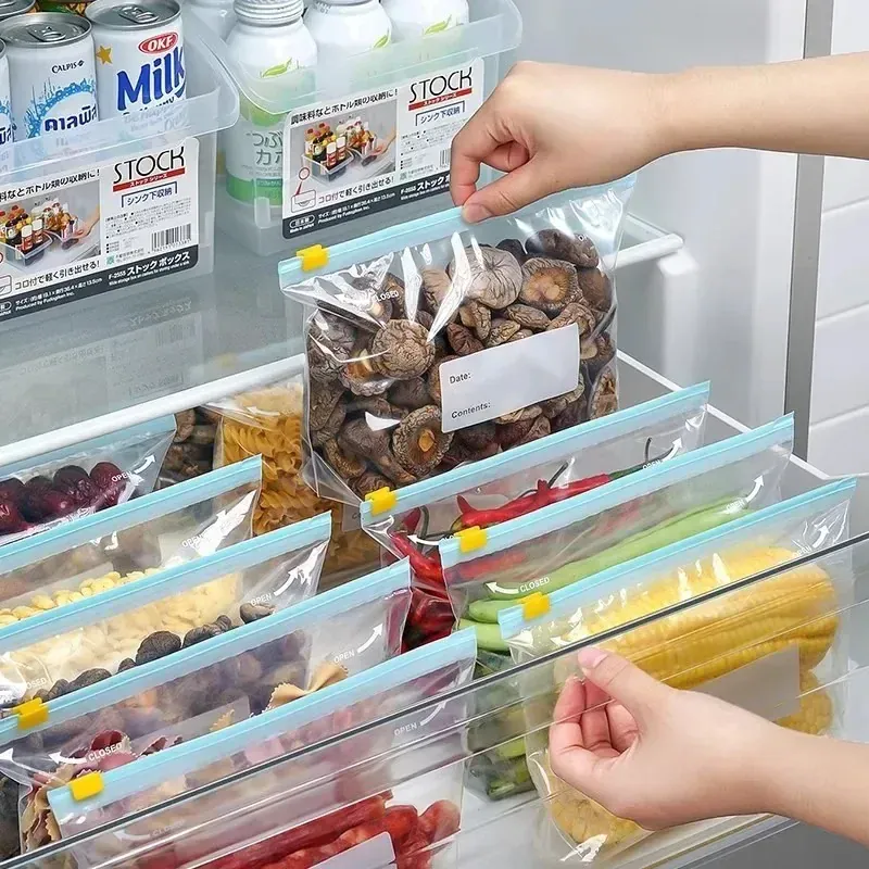 Sachets Zip Alimentaires Réutilisables - Lot de 60 pièces Anti-Fuite