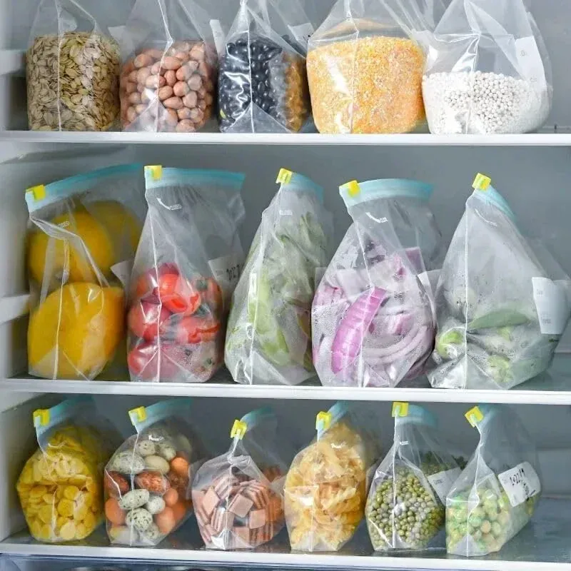 Sachets Zip Alimentaires Réutilisables - Lot de 60 pièces Anti-Fuite